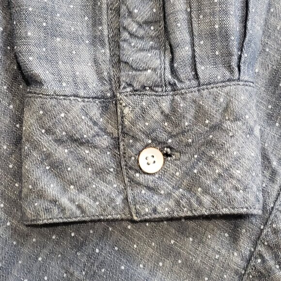 Rails Shirt Womens Large Blue Button Down Linen Blend Heart Chambray Long Sleeve - Picture 5 of 7
